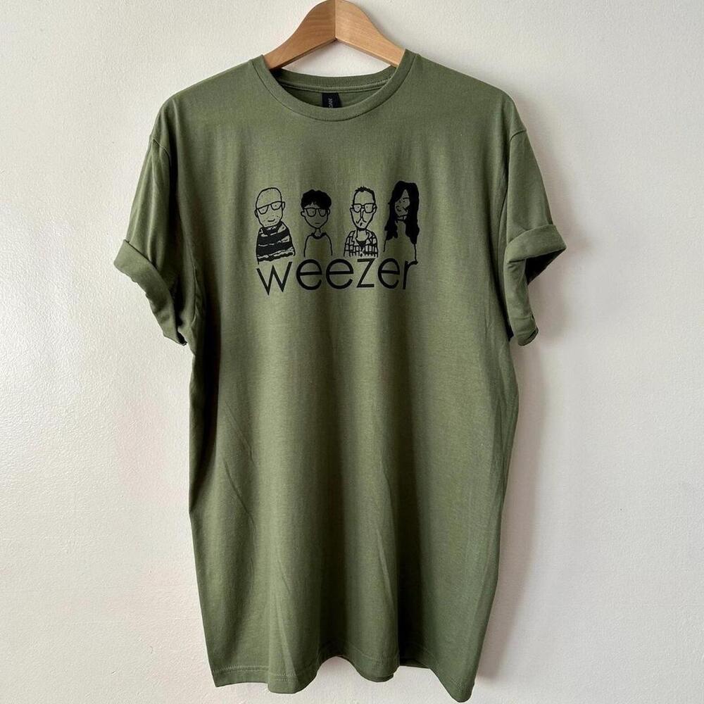 Gildan Men Military Green T-Shirt, Green Weezer Graphic Tee